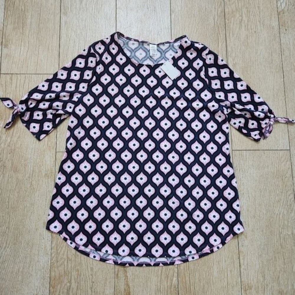 West Loop Bohemian Floral Women's Tunic Top Multicolor Tie Sleeve Design